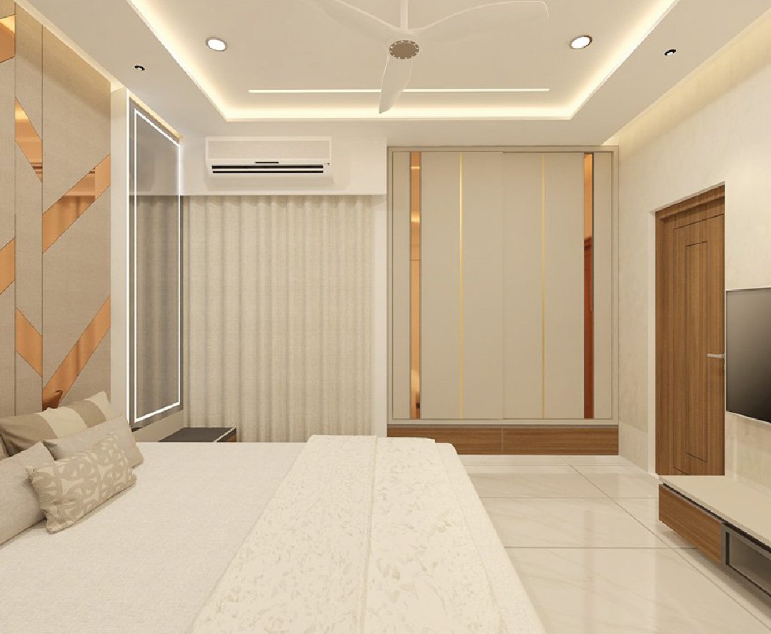 White modern spacious modular wardrobe